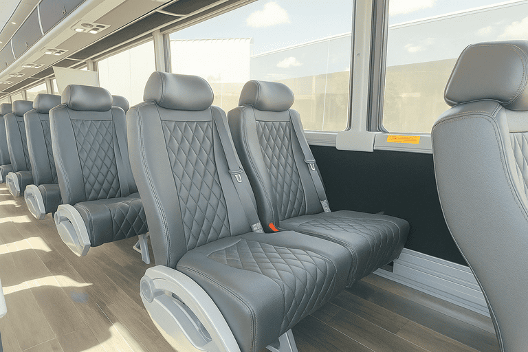 interior of Concord Shuttle Bus Rentals charter bus